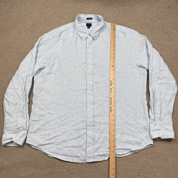 J. Crew Button Up Shirt Mens Size XL Blue Long Sleeve Linen - Picture 5 of 9
